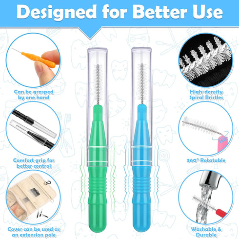 120Pcs Interdental Brushes, 360° Bendable Soft Bristles Braces Flossers Brush Dental Brushes Between Teeth Dental Floss Picks for Gum Braces Oral ...